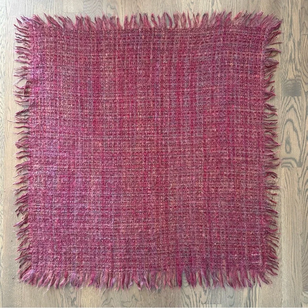Vintage Avoca Handweavers Wool Textured Woven Multicolored Scarf Pink 45